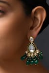 Paisley Pop_Gold Plated Kundan Handcrafted Polki Teardrop Danglers _Online_at_Aza_Fashions