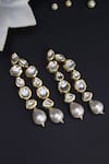 Shop_Paisley Pop_Gold Plated Pearls, Gota Patti Kundan Earrings _at_Aza_Fashions