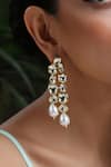 Shop_Paisley Pop_Gold Plated Pearls, Gota Patti Kundan Earrings _Online_at_Aza_Fashions