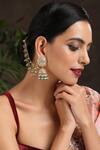 Paisley Pop_Gold Plated Kundan Ear Chain Jhumka Earrings_Online_at_Aza_Fashions