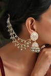 Shop_Paisley Pop_Gold Plated Kundan Ear Chain Jhumka Earrings_Online_at_Aza_Fashions