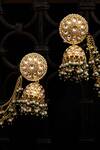 Paisley Pop_Gold Plated Kundan Ear Chain Jhumka Earrings_at_Aza_Fashions