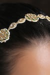 Paisley Pop_Gold Polki Kundan Floral Headband _Online_at_Aza_Fashions