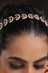 Paisley Pop_Gold Polki Crescent Moon Kundan Headband_Online_at_Aza_Fashions
