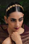 Paisley Pop Gold Kundan Encrusted Headband Online at Aza Fashions Paisley Pop_Gold Kundan Encrusted Headband _Online_at_Aza_Fashions