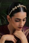 Buy Paisley Pop Gold Kundan Floral Headband at Aza Fashions Buy_Paisley Pop_Gold Kundan Floral Headband _at_Aza_Fashions