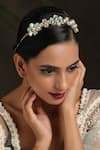 Buy_Paisley Pop_Gold Kundan Floral Headband _at_Aza_Fashions