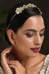Paisley Pop_Gold Kundan Floral Headband _Online_at_Aza_Fashions