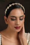 Buy_Paisley Pop_Gold Pearls, Rhinestones Kundan Floral Headband _Online_at_Aza_Fashions