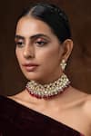 Shop_Paisley Pop_Gold Plated Stone Kundan Choker Set _at_Aza_Fashions