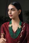 Shop_Paisley Pop_Gold Plated Bead Kundan Layered Necklace _at_Aza_Fashions