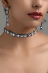 Shop_Paisley Pop_Silver Plated Crystal Stone Choker Set _Online_at_Aza_Fashions