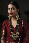 Buy_Paisley Pop_Gold Plated Stone Kundan Long Pendant Necklace Set_at_Aza_Fashions