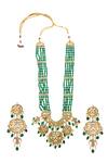 Shop_Paisley Pop_Gold Plated Stone Kundan Long Pendant Necklace Set_at_Aza_Fashions