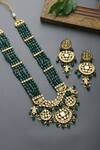 Buy_Paisley Pop_Gold Plated Stone Kundan Long Pendant Necklace Set_Online_at_Aza_Fashions