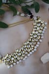 Buy_Paisley Pop_Gold Plated Silver Alloy Kundan Pearl Drop Choker _at_Aza_Fashions