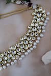 Shop_Paisley Pop_Gold Plated Silver Alloy Kundan Pearl Drop Choker _at_Aza_Fashions