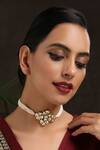 Paisley Pop_Gold Plated Kundan Pearl Choker Necklace _Online_at_Aza_Fashions