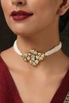 Shop_Paisley Pop_Gold Plated Kundan Pearl Choker Necklace _Online_at_Aza_Fashions