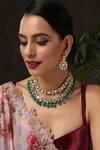 Shop_Paisley Pop_Gold Plated Silver Alloy Kundan Layered Necklace Set _at_Aza_Fashions