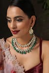 Buy_Paisley Pop_Gold Plated Stones, Zari Kundan Layered Necklace Set _Online_at_Aza_Fashions