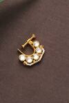 Shop_Paisley Pop_Gold Plated Beads Kundan Nose Ring_at_Aza_Fashions