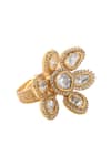 Paisley Pop_Gold Plated Stones Floral Ring _Online_at_Aza_Fashions