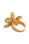 Paisley Pop_Gold Plated Stones Floral Ring _at_Aza_Fashions