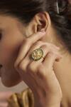 Shop_Paisley Pop_Green Kundan Gold Plated Ring _Online_at_Aza_Fashions