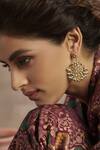 Buy_Paisley Pop_Gold Plated Kundan Floral Chandbali Earrings _at_Aza_Fashions