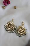 Shop_Paisley Pop_Gold Plated Kundan Floral Chandbali Earrings _at_Aza_Fashions