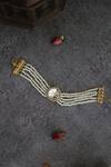 Shop_Paisley Pop_Gold Plated Polki Victorian Pearls Bracelet _at_Aza_Fashions