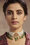 Buy_Paisley Pop_Green Kundan Pearl Choker Necklace _at_Aza_Fashions