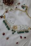 Shop_Paisley Pop_Green Kundan Pearl Choker Necklace _at_Aza_Fashions