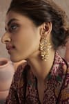 Paisley Pop_Gold Plated Kundan Pearl Earrings _Online_at_Aza_Fashions