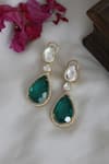Shop_Paisley Pop_Green Emeralds Polki Danglers And Drops  _at_Aza_Fashions
