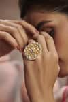 Buy_Paisley Pop_Gold Plated Kundan Floral Ring _at_Aza_Fashions