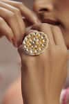 Paisley Pop_Gold Plated Kundan Floral Ring _Online_at_Aza_Fashions