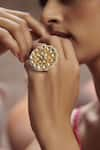 Paisley Pop_Gold Plated Kundan Floral Ring _at_Aza_Fashions