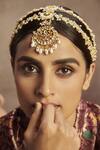 Paisley Pop_Gaurvi Kundan Embellished Mathapatti_Online_at_Aza_Fashions