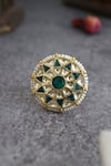 Shop_Paisley Pop_Green Kundan Ring _at_Aza_Fashions