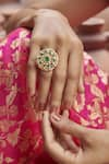 Paisley Pop_Green Kundan Ring _Online_at_Aza_Fashions