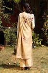 Shop_PRAMA BY PRATIMA PANDEY_Gold Silk Handwoven Chanderi Embroidery Notched Saree _at_Aza_Fashions