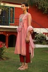 Prama By Pratima Pandey Pink Cotton, Silk Maheshwari Round Kurta Set Online at Aza Fashions Prama By Pratima Pandey_Pink Cotton, Silk Maheshwari Round Kurta Set _Online_at_Aza_Fashions