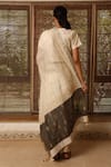 Shop_PRAMA BY PRATIMA PANDEY_Beige Kora Handwoven Silk Chanderi Embroidery Round Saree  _at_Aza_Fashions