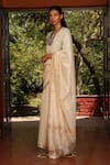 PRAMA BY PRATIMA PANDEY_Beige Silk Chanderi Embroidery Round Saree With Blouse _Online_at_Aza_Fashions