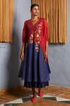 Buy_Prama by Pratima Pandey_Blue Silk Maheshwari Embroidered Tunic_at_Aza_Fashions