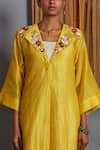 Buy Prama By Pratima Pandey Yellow Silk Maheshwari V Neck Embroidered Tunic Online at Aza Fashions Buy_Prama By Pratima Pandey_Yellow Silk Maheshwari V Neck Embroidered Tunic _Online_at_Aza_Fashions