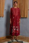 Buy_Prama By Pratima Pandey_Blue Silk Chanderi V Neck Embroidered Tunic  _at_Aza_Fashions