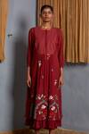 Prama By Pratima Pandey_Blue Silk Chanderi V Neck Embroidered Tunic  _Online_at_Aza_Fashions